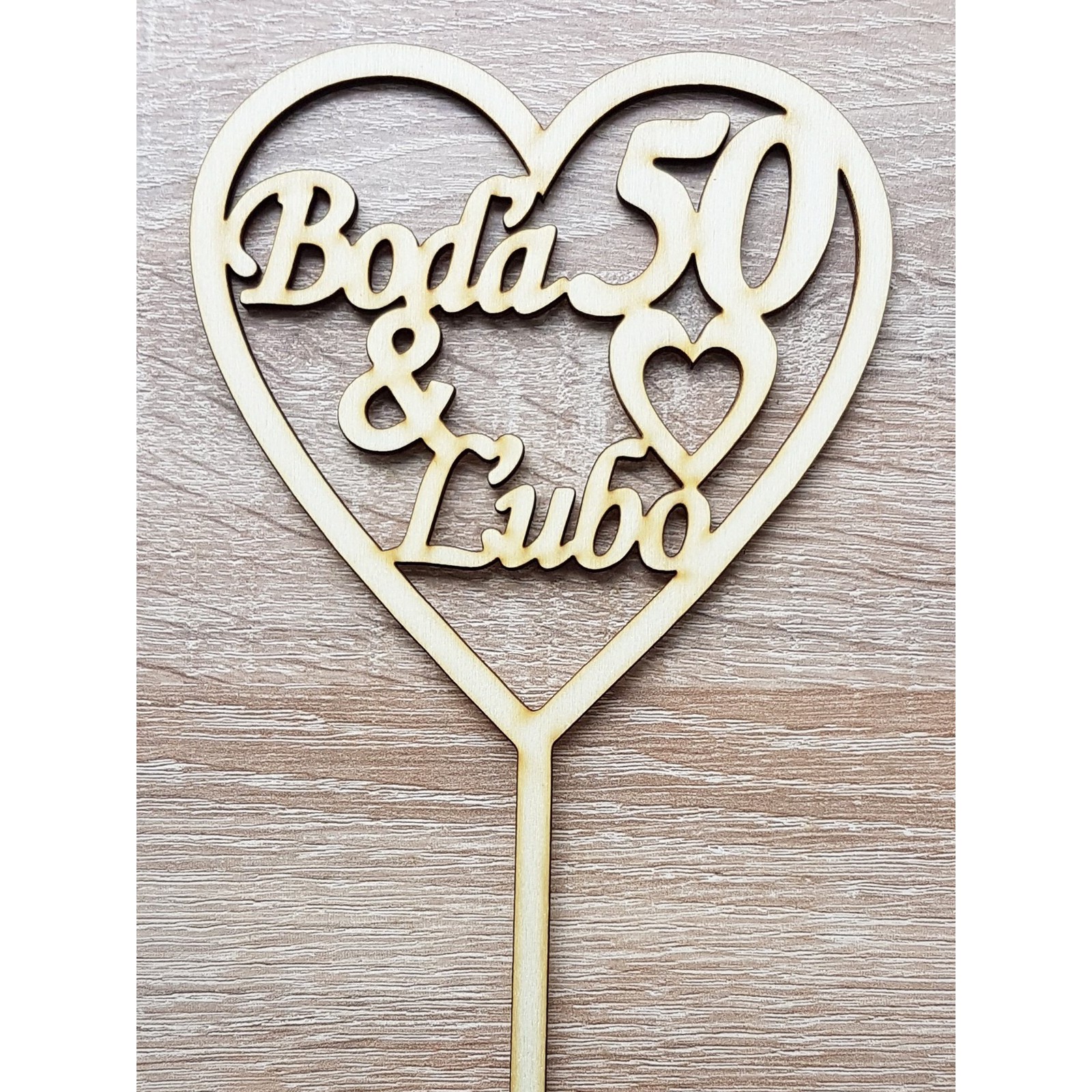 Wooden wedding anniversary engraving, width 15 cm