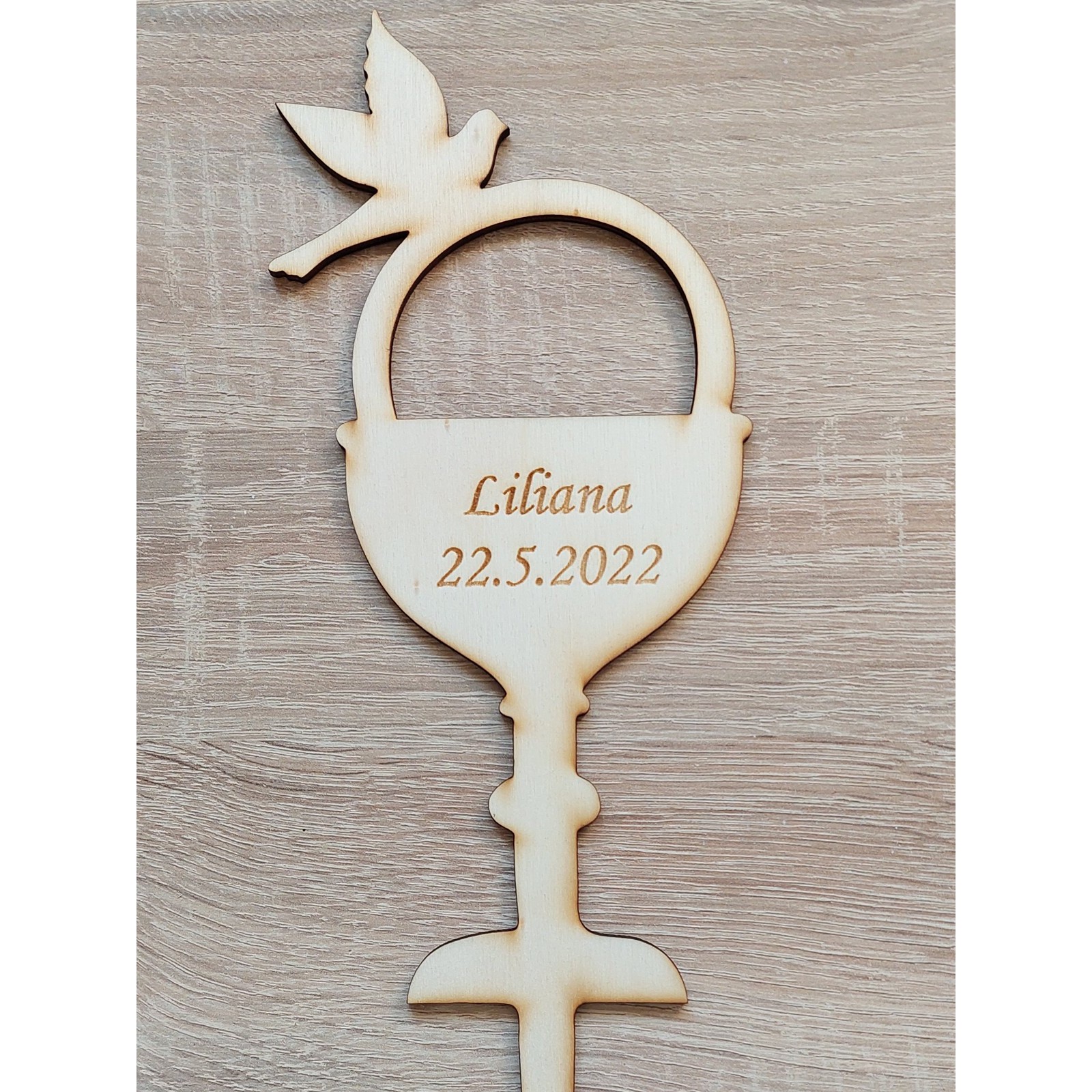 Wooden engraving for baptism 20cmx10cm | LYMFY.eu | Zápichy prírodné