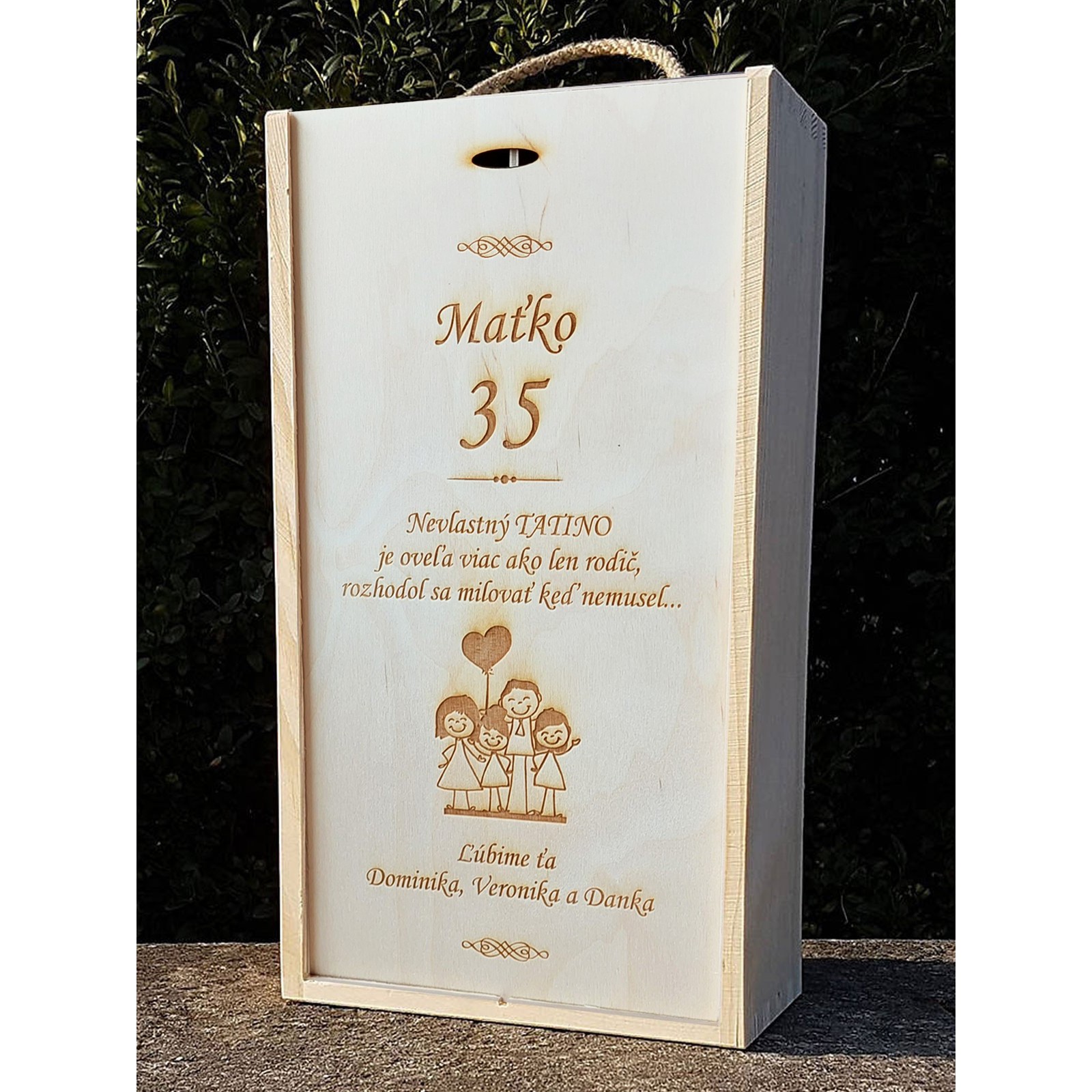 Wooden gift box for wine 2x0.75l - 60th birthday present - family | LYMFY.eu | Wooden packaging for wine