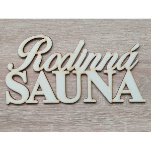 The inscription sauna world 20 cm lasered on an oval table