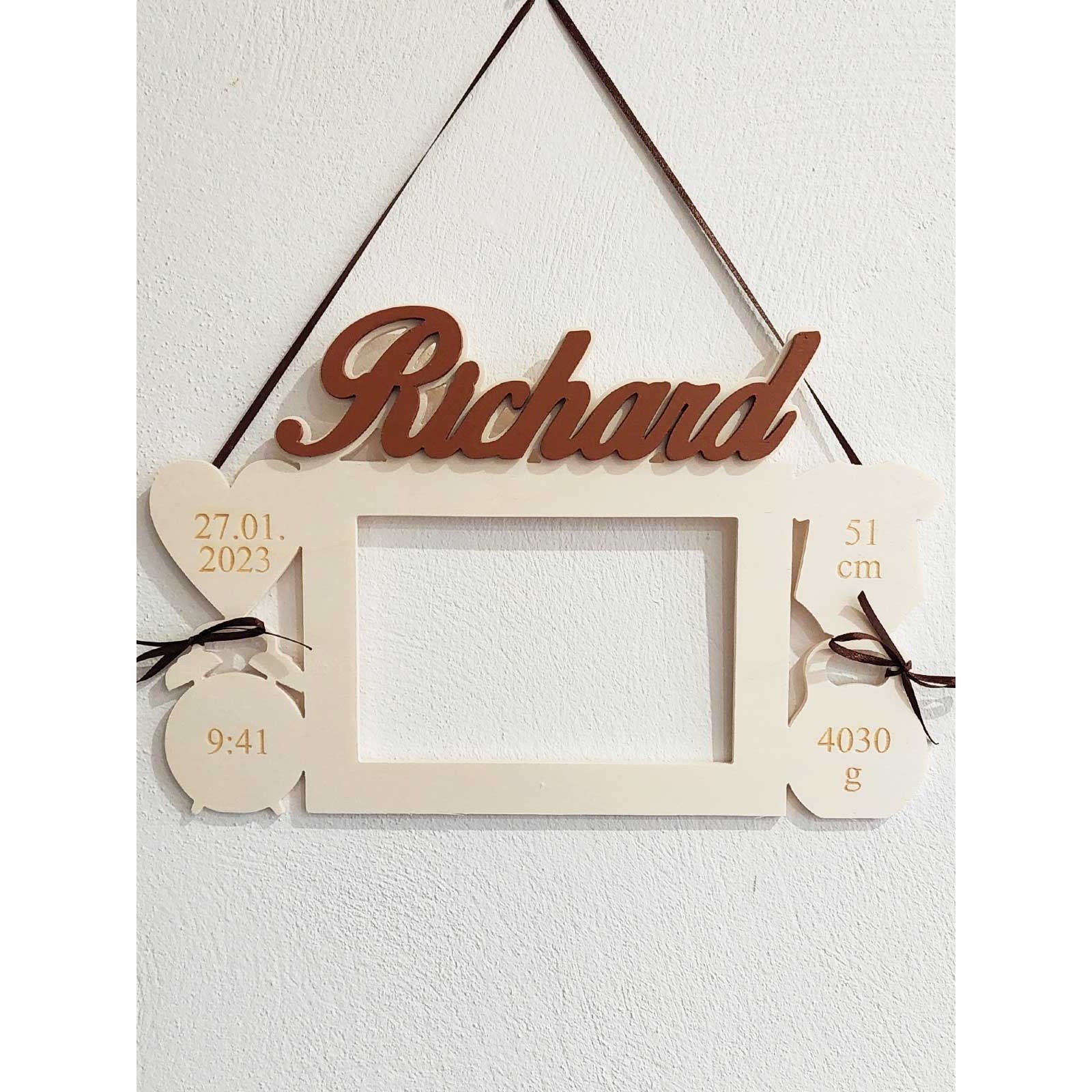 Wooden photo frame gift for granddaughter Richard | LYMFY.eu | Photo frame with name and data