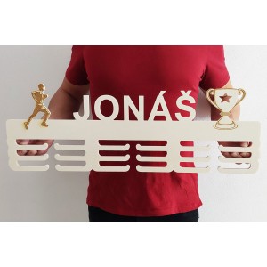 65 cm wooden hanger for a medal with an engraving of the winner's cup