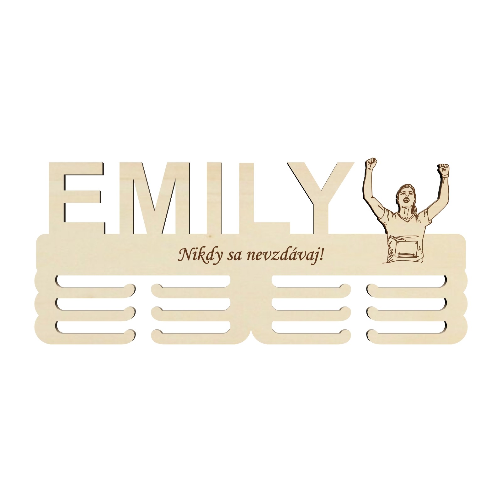 Wooden medal holder with laser engraving 45 cm winner | LYMFY.eu | 45 cm medal hanger