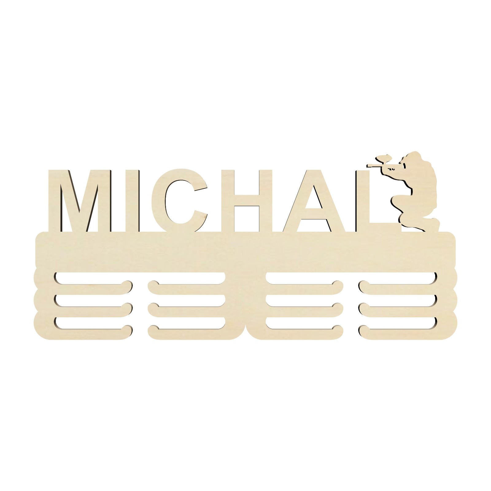 Medal hanger with name paintball 45cm | LYMFY.eu | Wooden hanger for medals