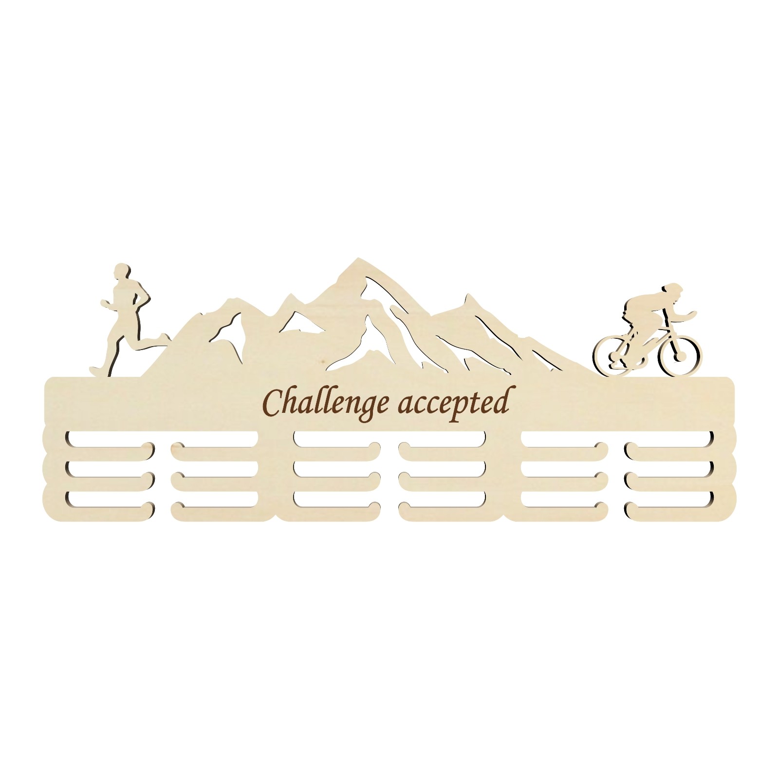 Medal holder with name and lasered text 55 cm mountain | LYMFY.eu | 55 cm medal hanger