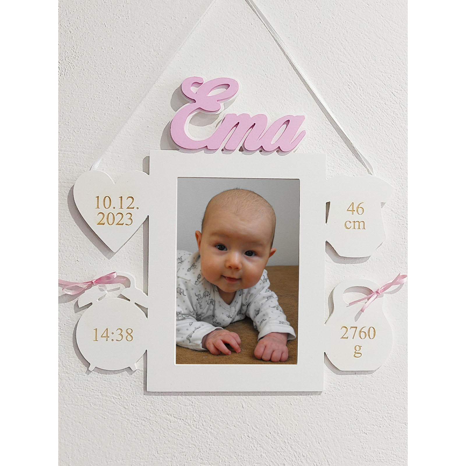 Wooden photo frame gift for a baby | LYMFY.eu | Photo frame with name and data