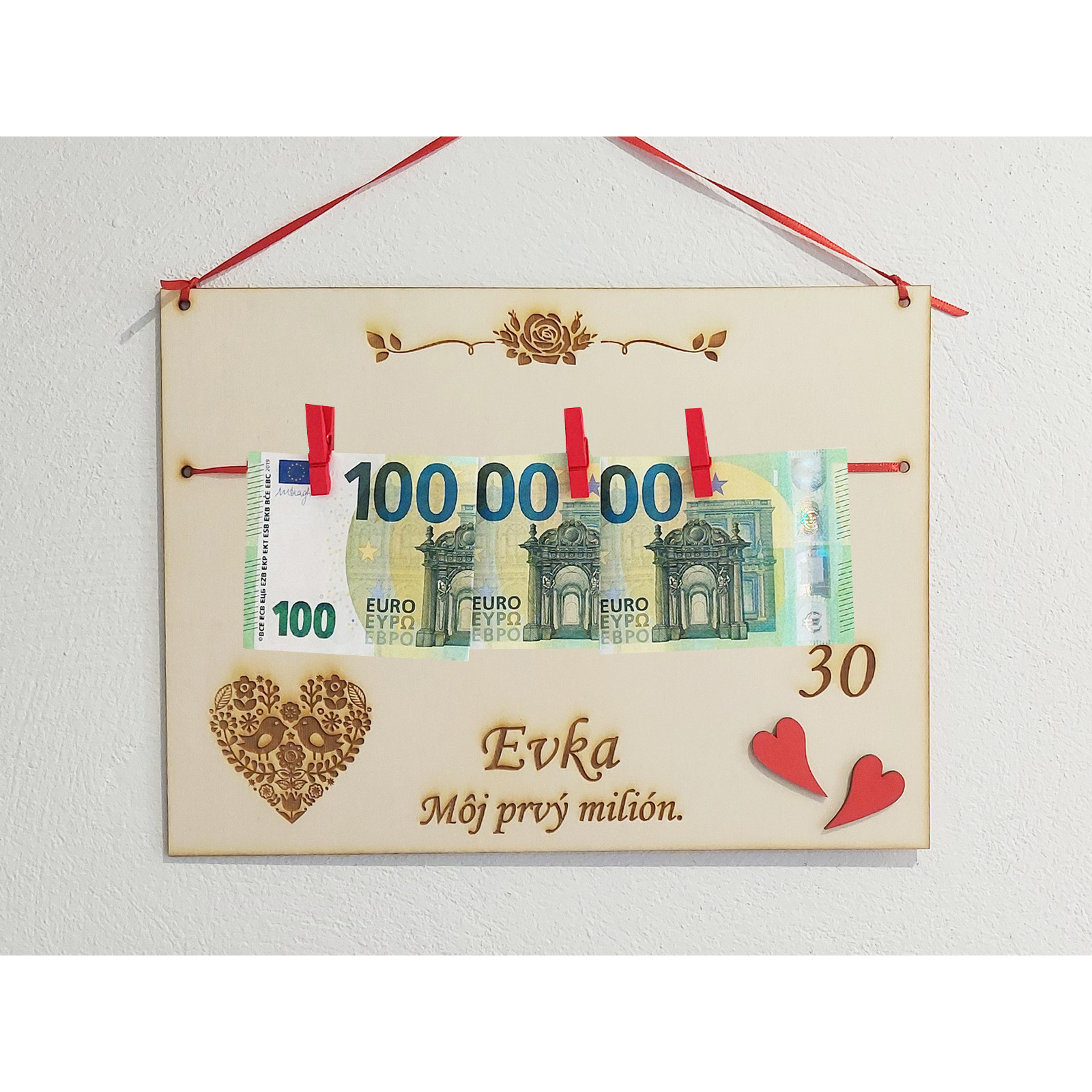 My first million, wooden board 30x22cm | LYMFY.eu | Tables for money