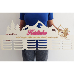80 cm wooden medal hanger with lasering and name  Archery