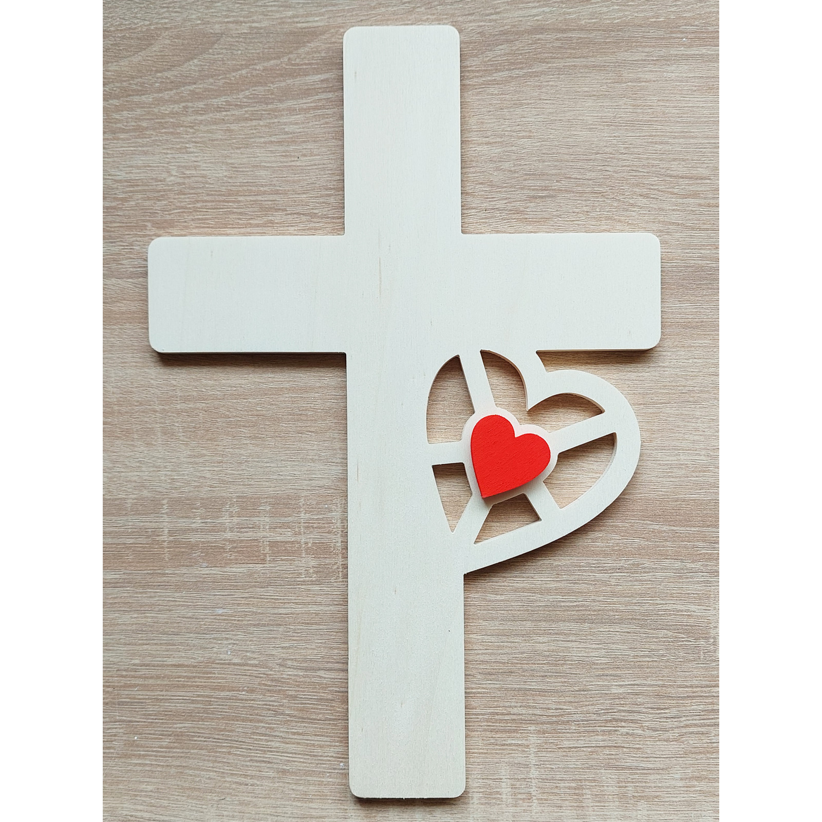 Cross on the wall with a heart in a heart 30 cm | LYMFY.eu | Cross on the wall