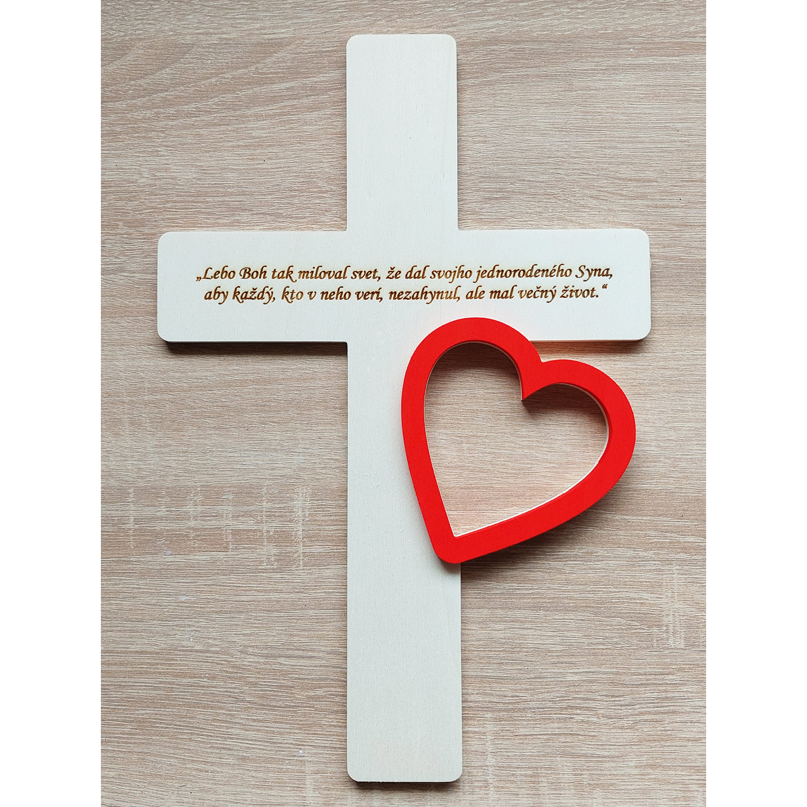 Cross on the wall with a large heart 30 cm + quote | LYMFY.eu | Cross on the wall