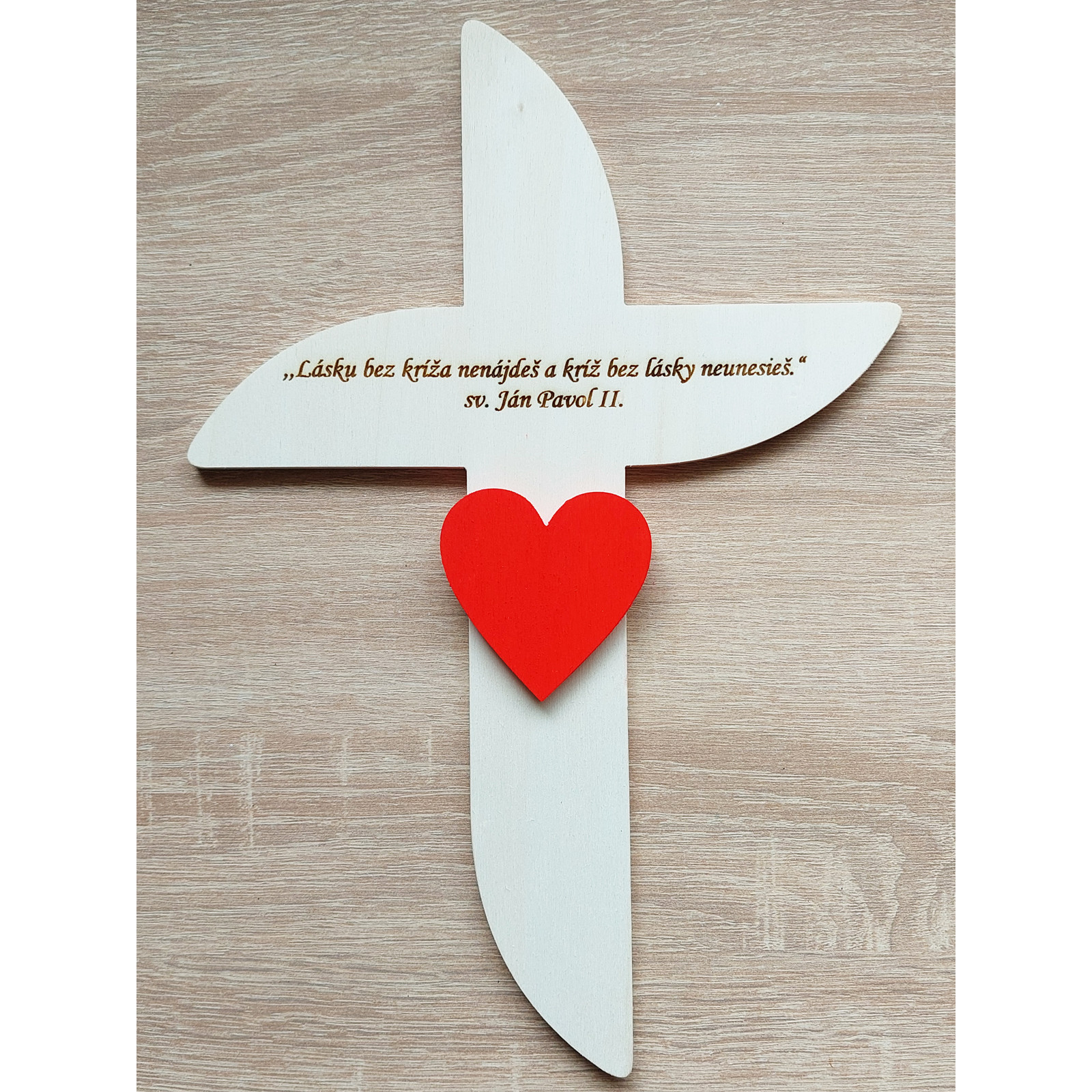 Cross on the wall rounded with a heart 30 cm + quote | LYMFY.eu | Cross on the wall