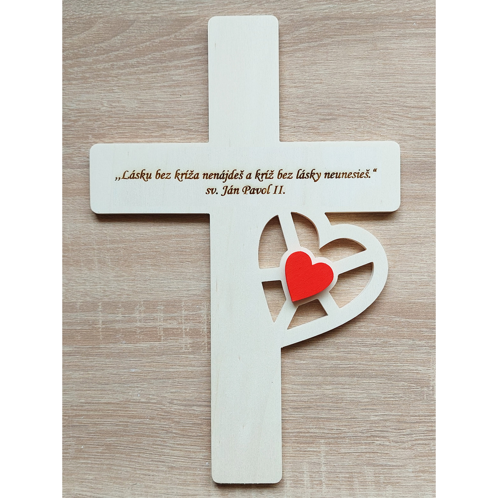 Cross on the wall with a heart 30 cm + quote | LYMFY.eu | Cross on the wall