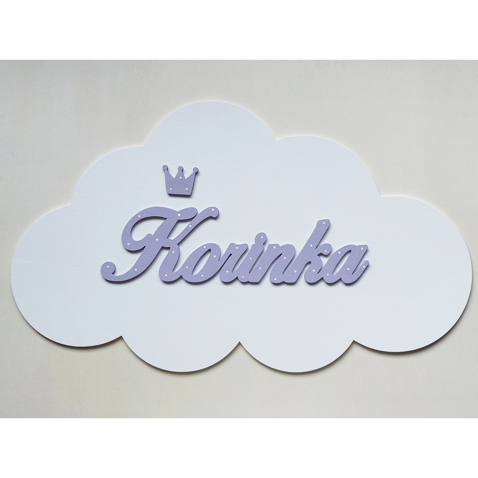 Wooden name on a cloud, width 50 cm Korinka | LYMFY.eu | Children's wooden products