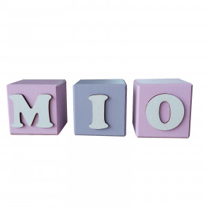 Wooden cubes with name 5.5 cm