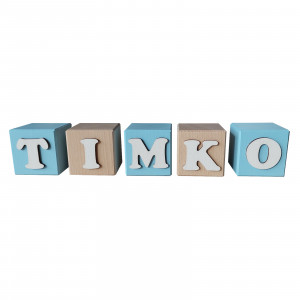 Painted wooden cubes with name 5.5 cm