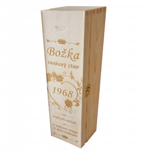 Gift wooden wine packaging with metal closure