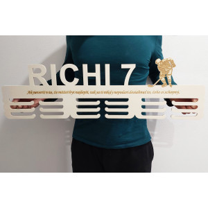 80 cm wooden medal hanger with laser engraving and the...