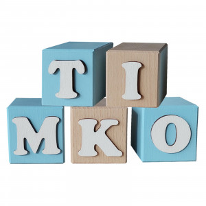 Painted wooden cubes with name 5.5 cm