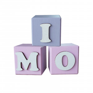 Wooden cubes with name 5.5 cm